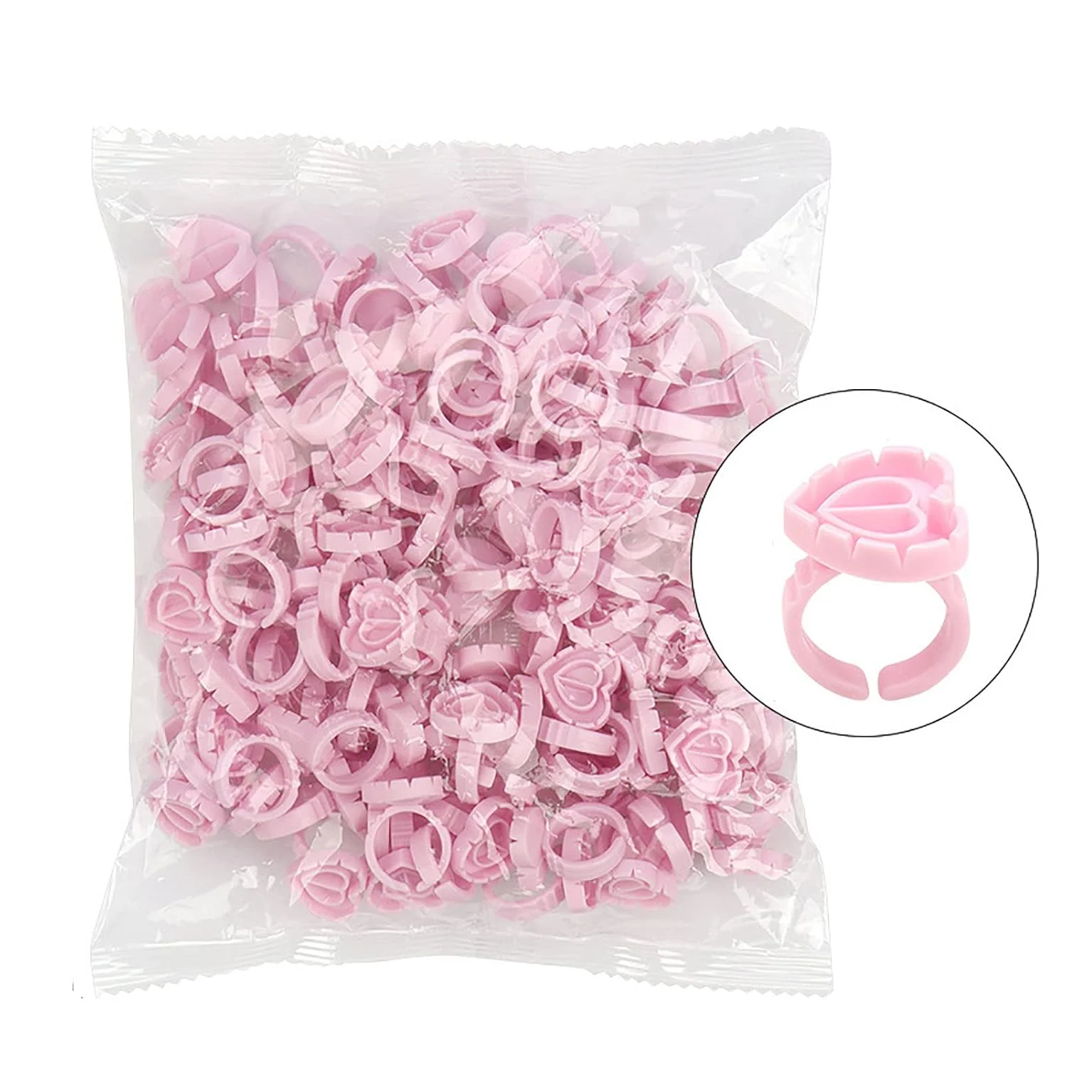 Eyelash extension rubber ring, 100 pieces of smart eyelash rubber ring, disposable eyelash cup ring, heart-shaped fan-shape