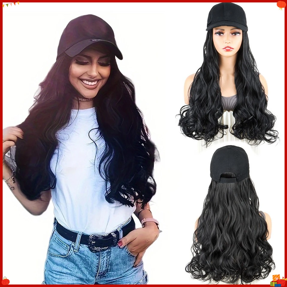 synthetic-long-wavy-curly-wig-for-women-big-wave-cap-wig-with-baseball-hat-adjustable-full-head-cosplay-daily-party-hairpiece