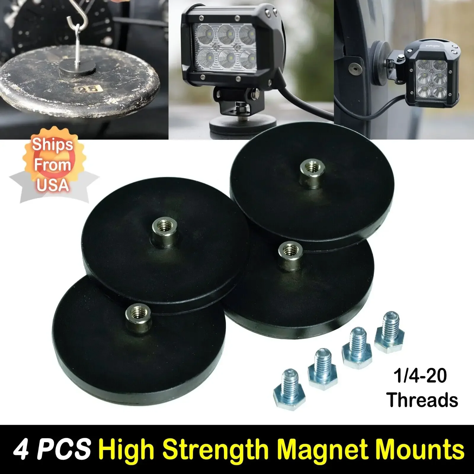 

4x SUPER DUTY Magnetic Base Mount Magnet Bracket Offroad 4WD LED Work Light Bar