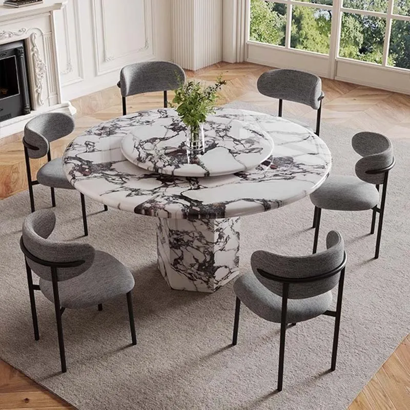 Vintage Minimalist Dining Tables Rotating Funny Modern Nordic Dining Room Table Round Luxury Mesas Comedor Kitchen Furniture