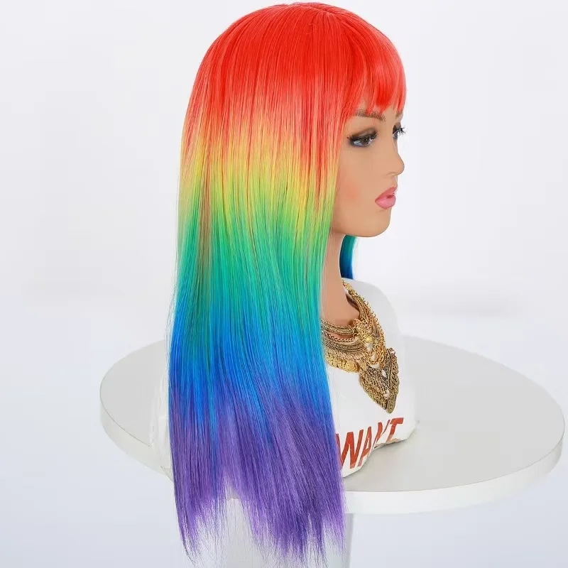 

Длинный прямой парик для женщин, модный, омолаживающий, на каждый день, осветляющий, милый, в стиле Шао Ло, черный, аниме, полный парик.