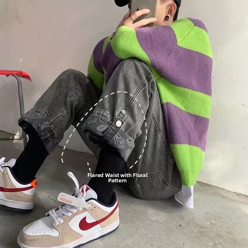 

Мужские джинсы прямого кроя в винтажном американском стиле, оверсайз, в уличном стиле, свободные брюки в пол