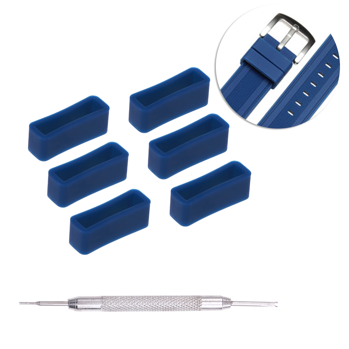 

6 pcs Silicone Watch Band Loops Retainer Durable Soft Replacement Strap Buckle Repair Tool Round Work Accessories