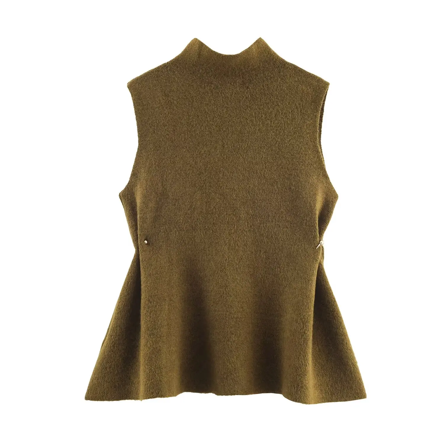 DiYiG FRAU 2025, Herbst Neue Mode Seite Getäfelten Asymmetrische Gestrickte Top Chic Kragen Ärmellose Weste Mujer