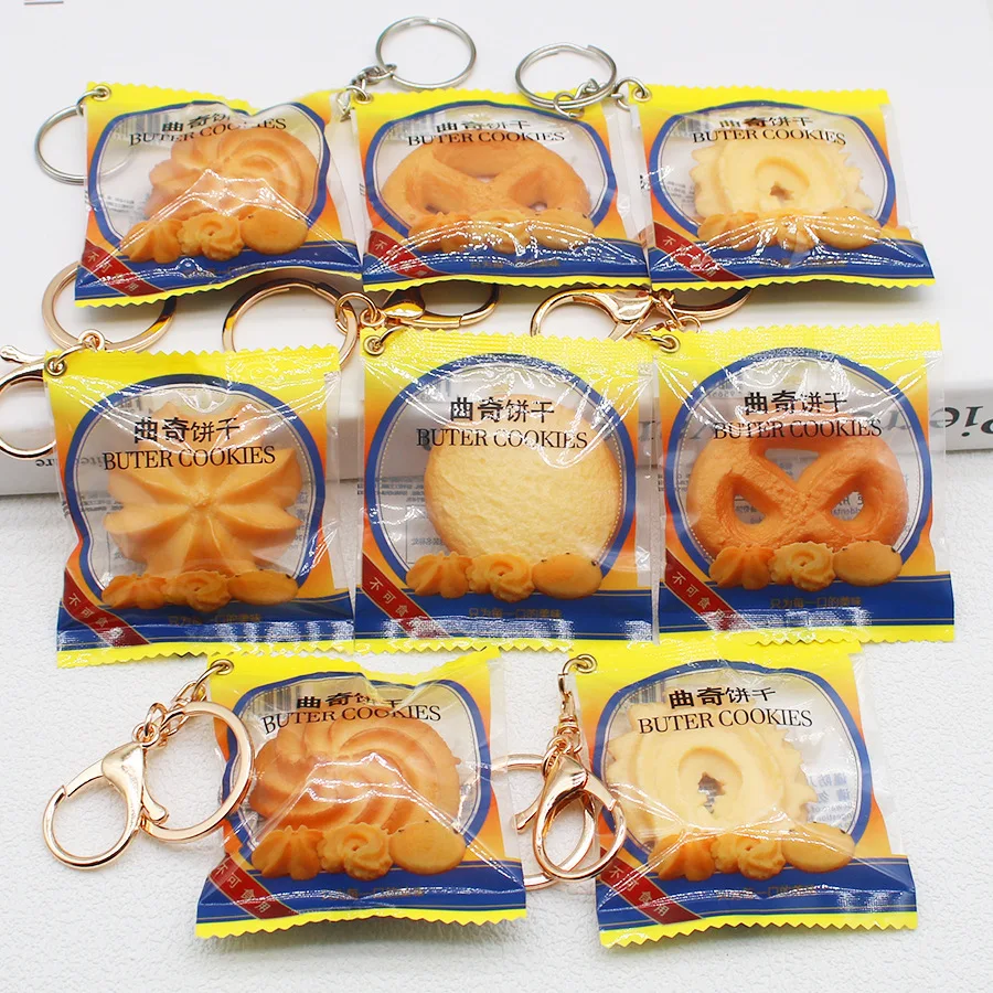 LLavero de repostería de simulación, llavero de mantequilla, galletas, aperitivos para niños, modelo de llavero, colgante de bolsa, decoración de pastelería, regalo de joyería