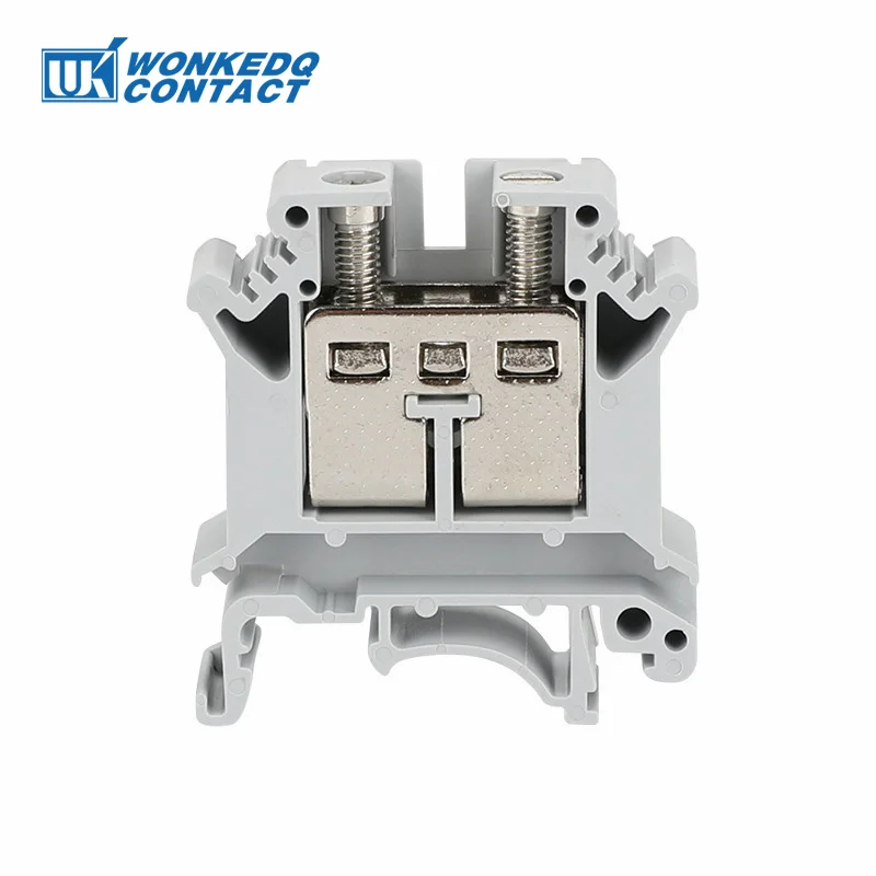 5Pcs UIK-16 DIN Rail Terminal Block Screw Installation, 16mm² Wire Electrical Connector, Universal Feed-through Strip Plug UIK16