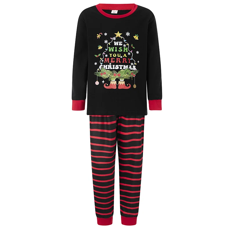 Family Matching Christmas Pajamas Set Letter Tree Stripe Print Holiday Pajamas Xmas PJs Sets Holiday Party Sleepwear