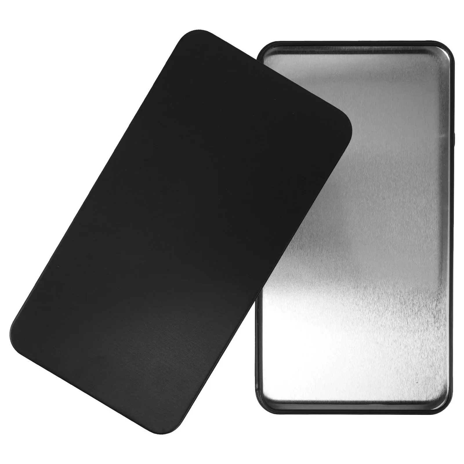 

Compact Black Candy Tin Style Money Box Lid Small Item Organizer Metal Storage Box for Bills Coins Jewelry on The Go