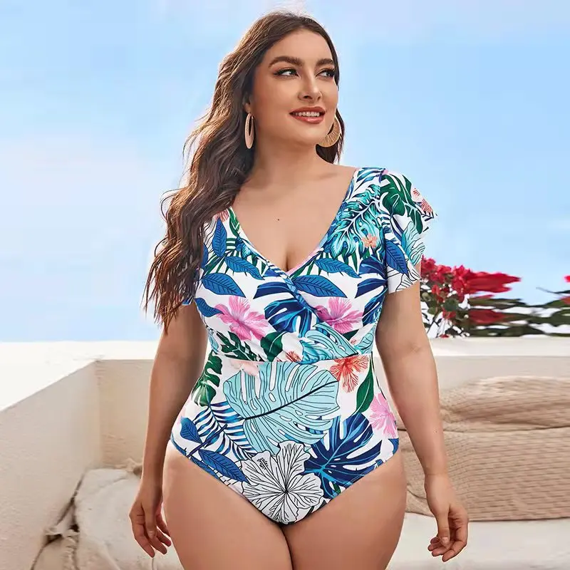 Ruffled One Piece Swimsuits for Women, Tummy Control Bathing Suits, Plus Size