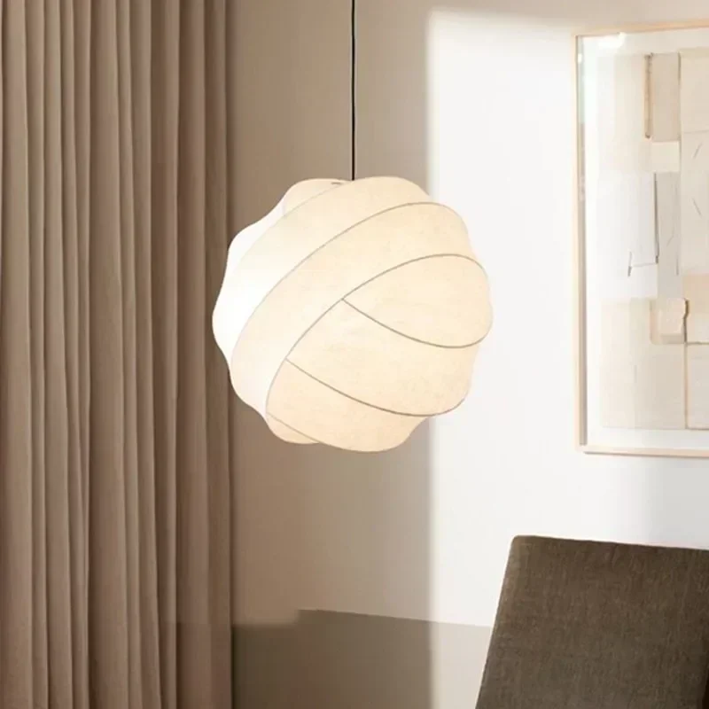 Nordic Moderne Minimalistische Zijden Hanglamp Creatieve Woonkamer Slaapkamer Wabi-Sabi Stijl Oogbescherming Woondecoratie Armaturen