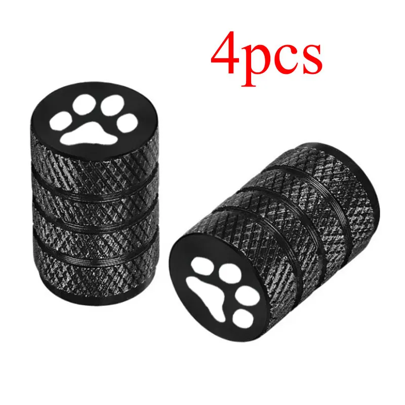 For Car Wheel Tire Valve Caps Tyre Rim Stem Covers Decor 4pcs Paw Animal Dog Cat Cool Design Bear Foot Prints Footprint Emblem