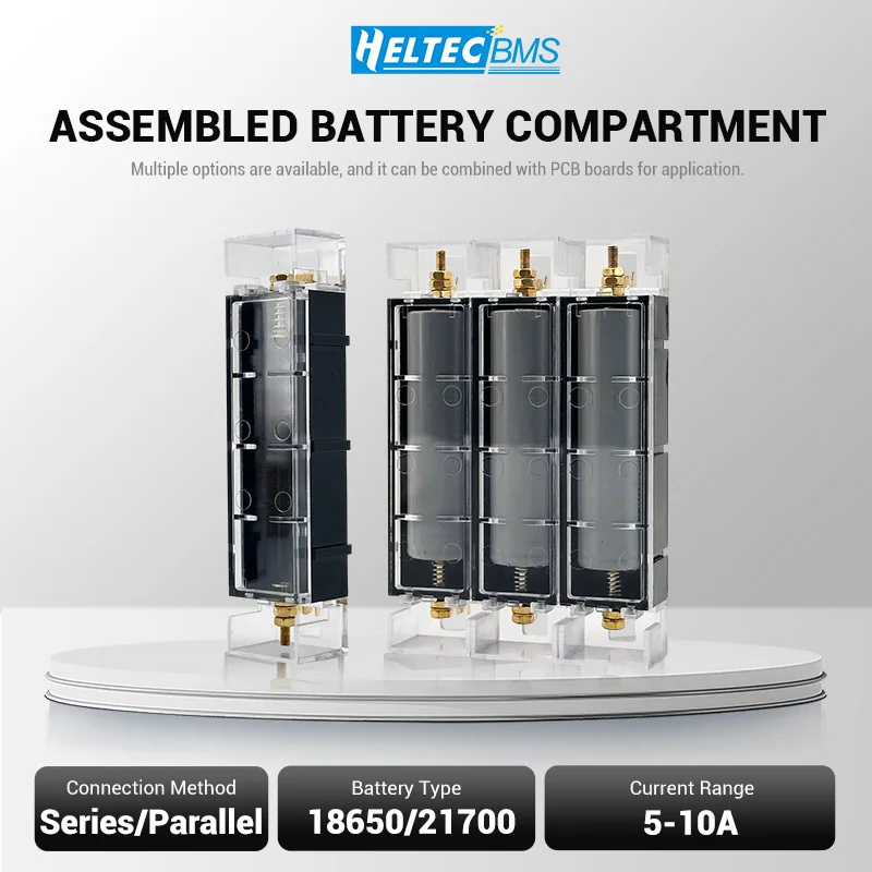 Heltec Splicing Battery Slot Free Assembly Holder for 18650 21700 5AA 7AAA Batteries, Brass & Nickel Plated Conductive Base
