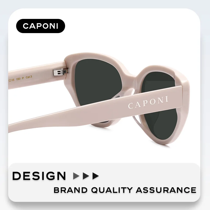 CAPONI New Polarized Women Sunglasses Top Selling Outdoor Vintage Design Cat Eye Eyewear Brand Acetate UV400 Pink Shades BH24006