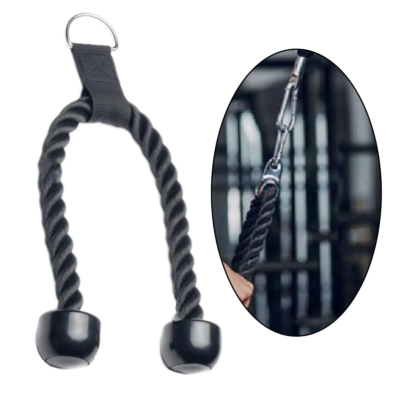 Tricep Rope Pull Down Cable Heavy Duty Pulley Attachments Accessories Trainer Rope Black for Fitness Shoulder Muscle Workout Gym