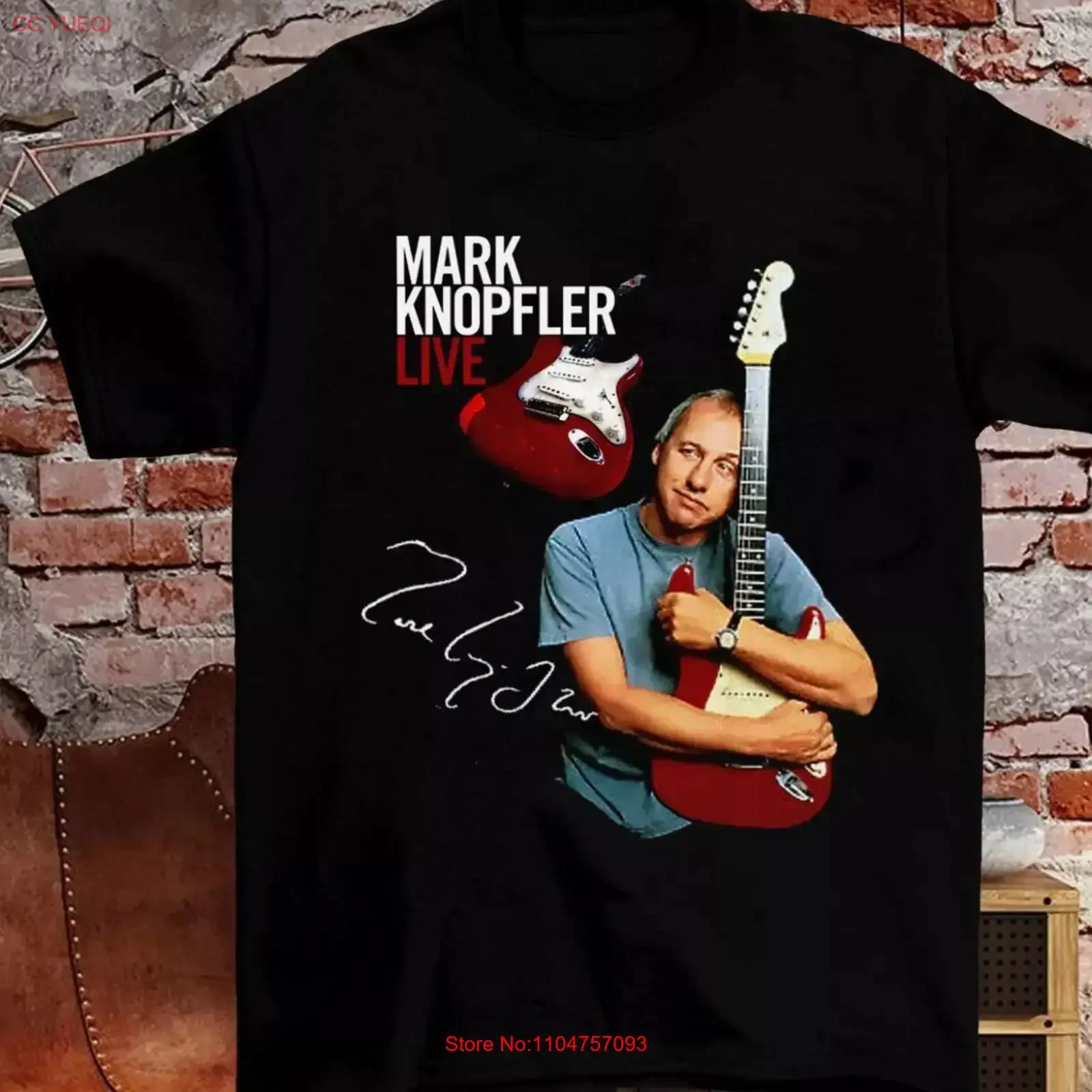 NEW MARK KNOPFLER Signature For Fan Black All Size T Shirt vintage Washed graphic Top For Everyday Wear Casual Comfortable