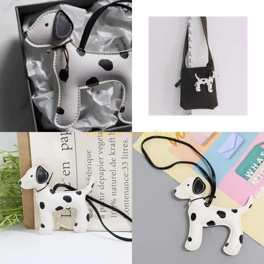 

N5KA Adorable Dotted Canine Keyring Soft PU Material Bag Hanging Accessory Phone Charm Perfect For Gifts And Daily Use