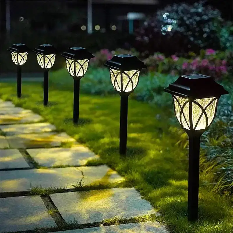 

E2 2~6Pcs LED Solar Lawn Lights Outdoor Solar Lamp Warm Light Garden Decoration Lamp For Walkway Path Villa Yard Driveway Light