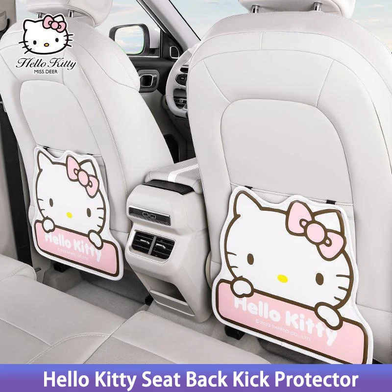 

Коврик для спинки автомобильного сиденья, противоударный коврик из искусственной кожи, противоударный коврик, защитные коврики с героями мультфильмов, милые автоаксессуары Hello Kitty
