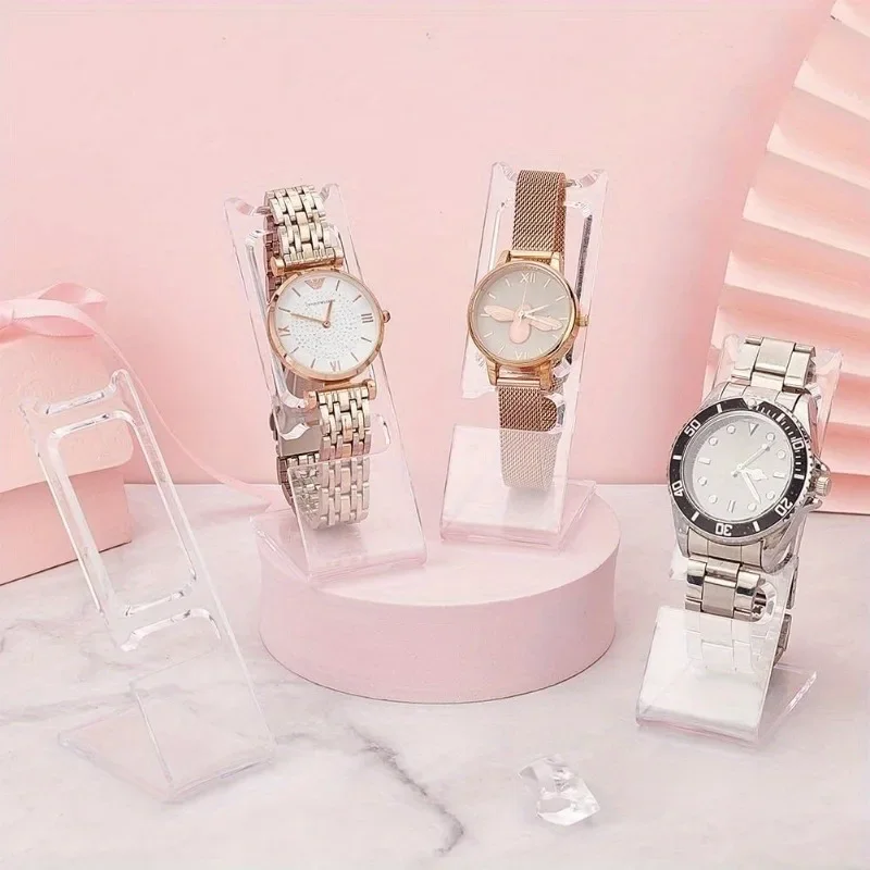 50pcs Transparent Watch Display Stand L Shape Clear Watch/Bracelet/Jewelry Display Racks Organizer Watch Holders Jewelry Towers