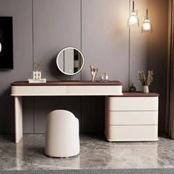 White Desings Minimal Dresser Nordic Led Light Modern Wooden Dressing Table Makeup Mirror Tocador Maquillaje Furniture Bedroom