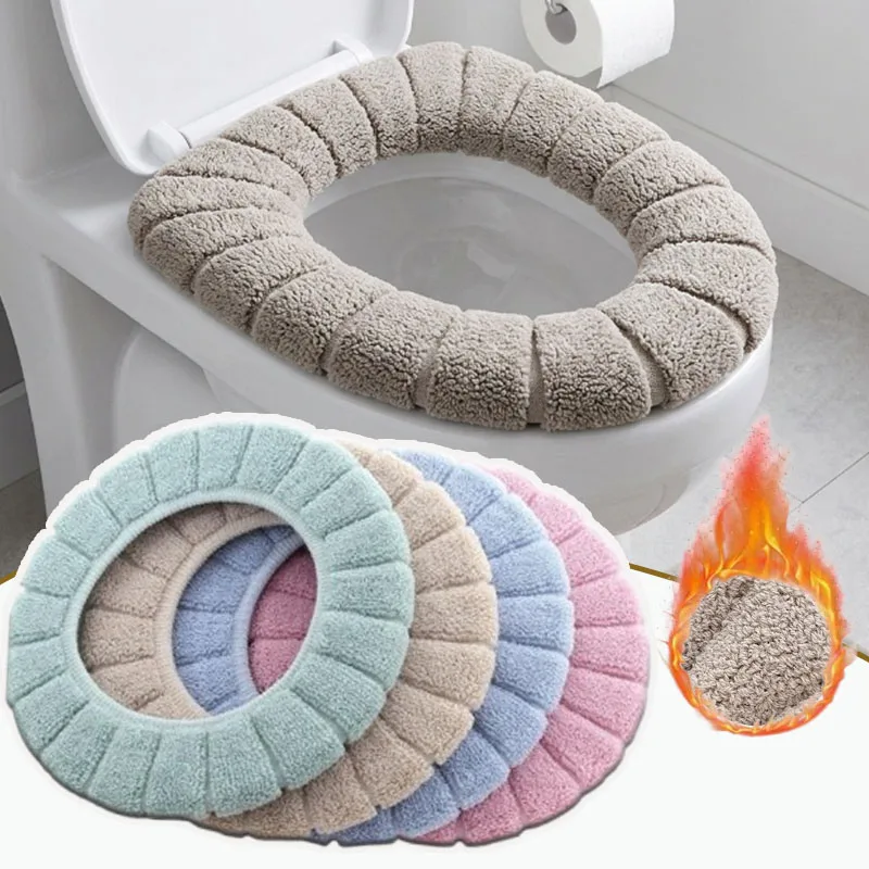 1-3PCS Toilet Seat Cover Soft Warm Washable Stretch Toilet Lid Mat for Bathroom Home Decor Winter Cold Weather Comfort Accessory