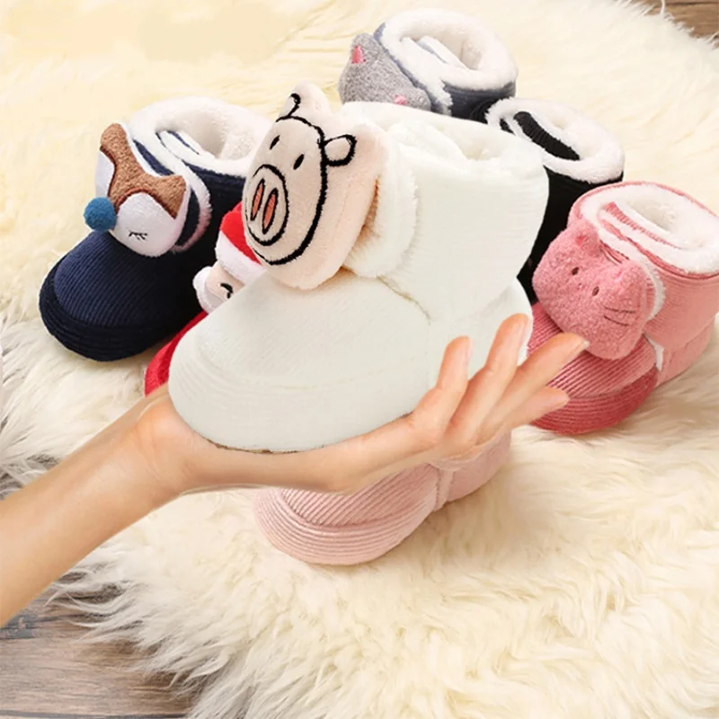 

Autumn and Winter Cotton Shoes with Velvet Snow Boots 0-1 Year Old Baby Boys and Girls Warm Baby Shoes Soft soled Shoes Sneakers