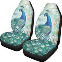 Peacock Flower Print Car Front Seat Cover Set of 2, Auto Bucket Seats Protector Universal Car Accessories Interior Decor