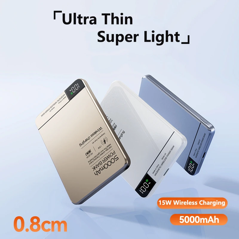 

10000mAh Magnetic Power Bank 15W Wireless 20W Wired Charging Thin Card-Sized Slim Portable Powerbank for iPhone Samsung Charger