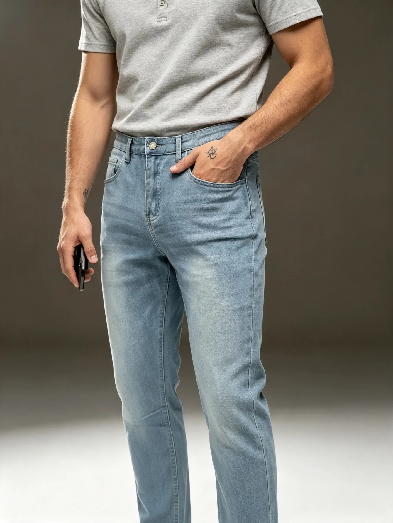 Sand Faded Y2K Trendy American Street Straight Stretch Denim Trousers Reinforced Pocket Edges Youth Urban Trend, Lovely Birthday