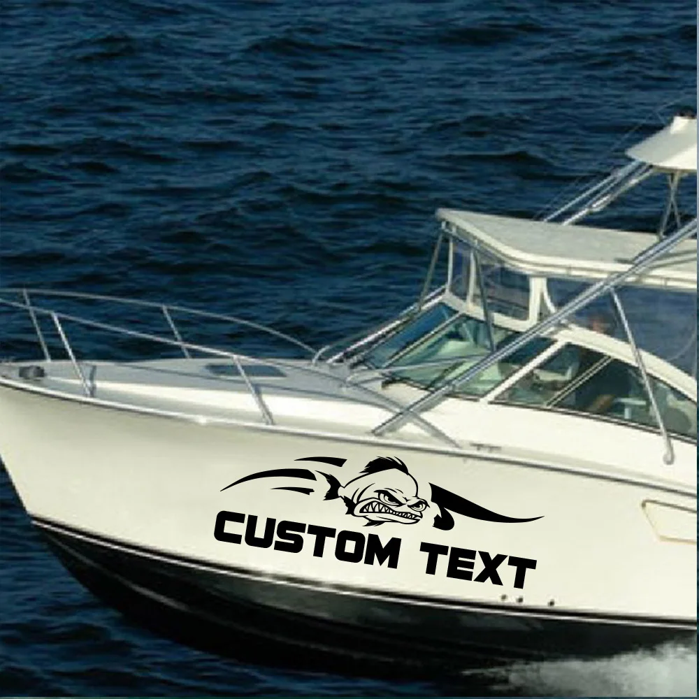 1pc legal personalizado barco número nome removível decalque para barco de peixe decoração do corpo barco a motor texto personalizado decalques adesivos de vinil