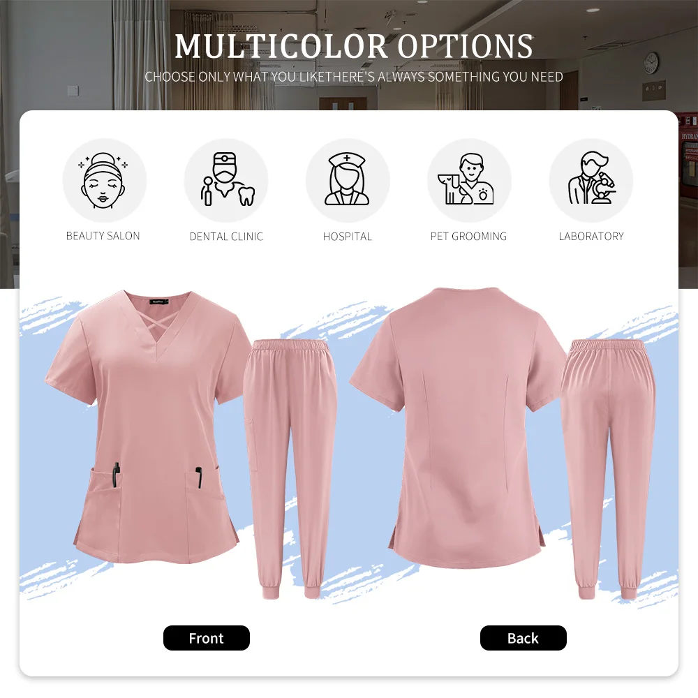 Operatiekamer Medische Uniform Scrubs Set Groothandel Korte Mouw Verpleging Werkkleding Verpleegkundige Accessoires Tops Broek Chirurgisch Pak