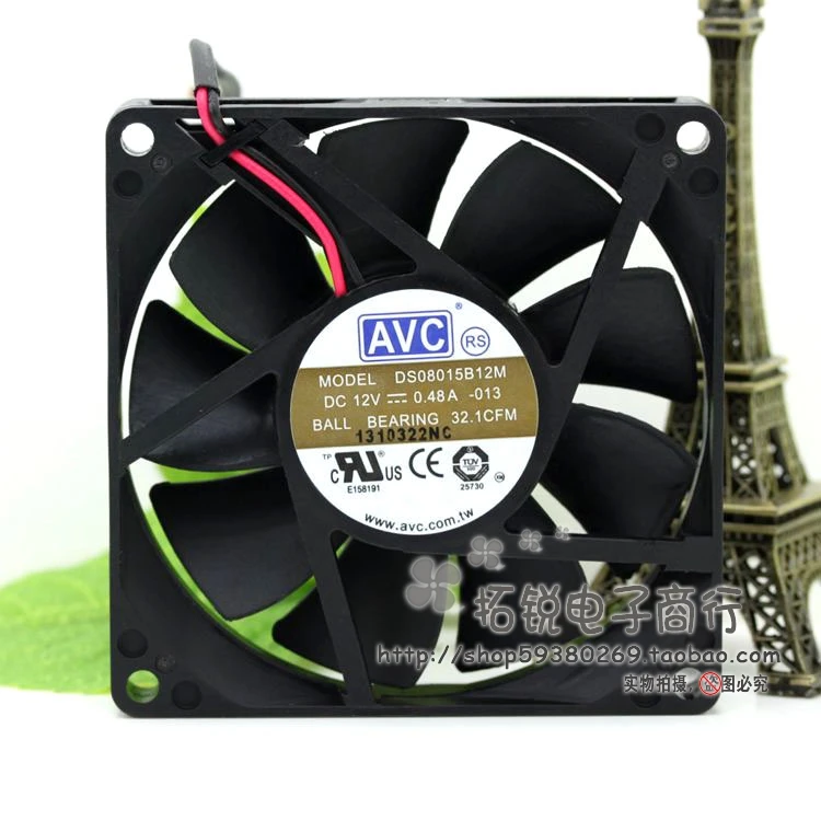 

AVC DS08015B12M 12V 0.48a 8015 8CM Two Line Double Ball Max Airflow Rate Cooling Fan