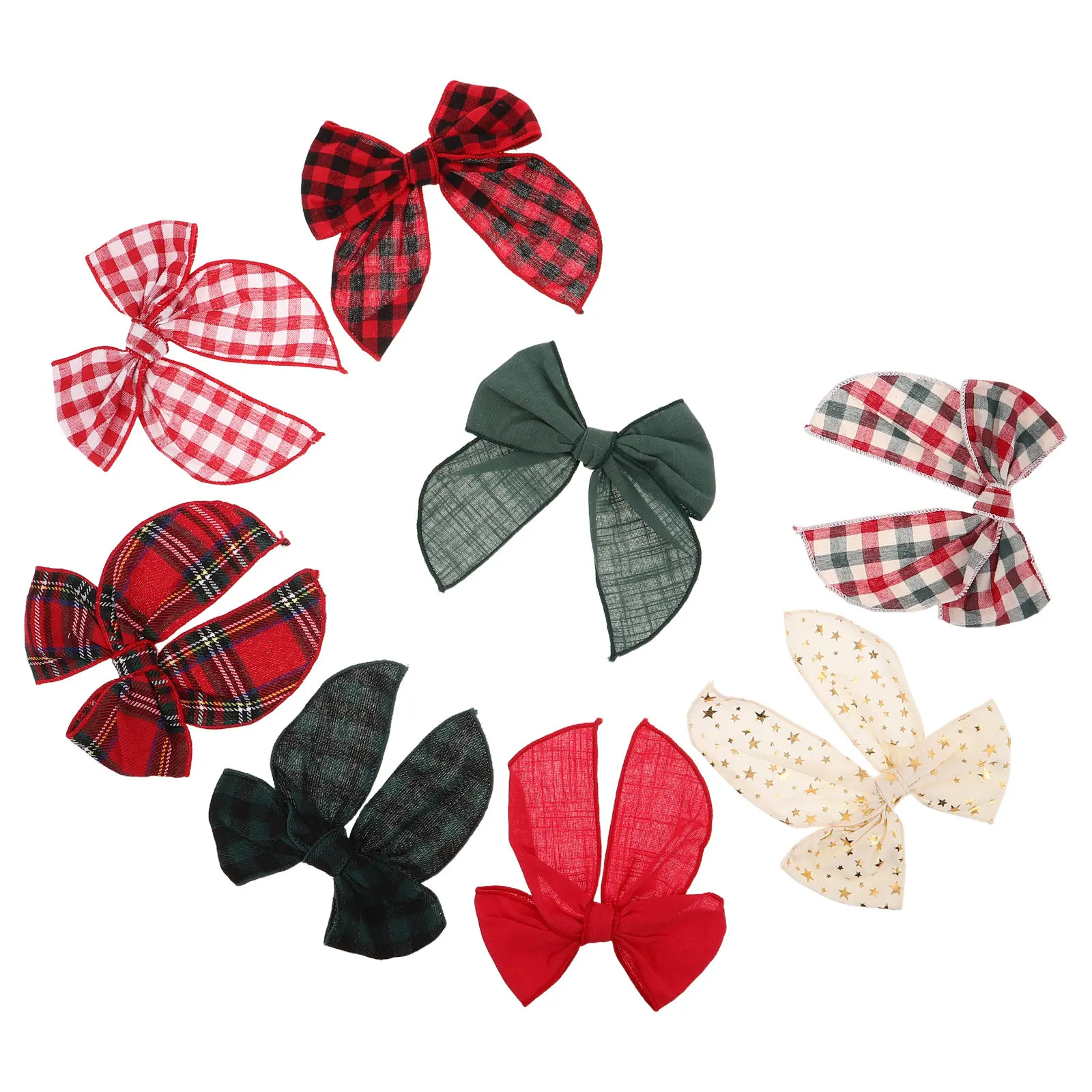 

8Pcs Christmas Hair Clips Festive Plaid Bow Barrettes for Holiday Party Accessories Cute Xmas Hair Bows Decorative Holiday