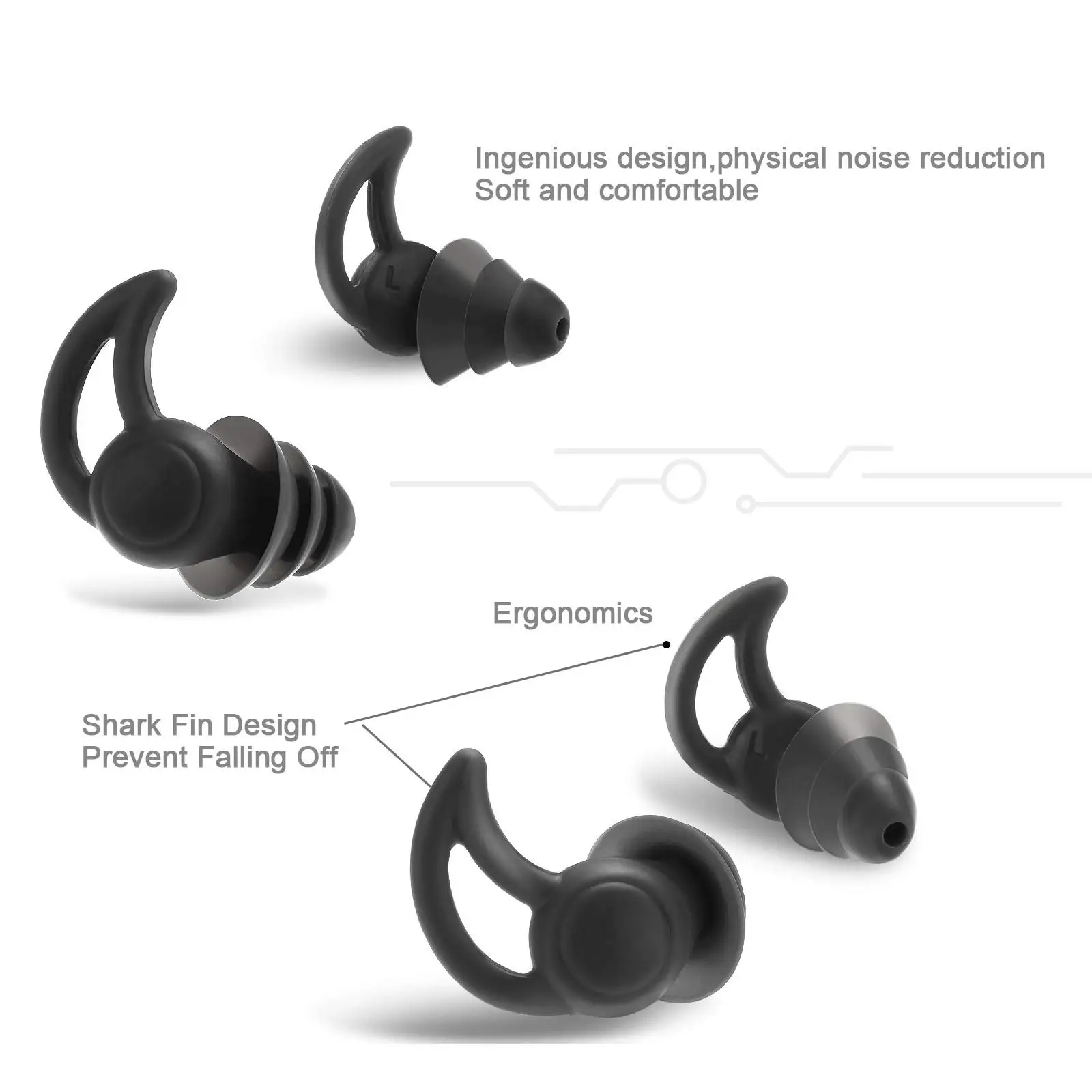 Bouchons d'oreille réutilisables en silicone pour la réduction du bruit du sommeil, protection auditive, blocage du son