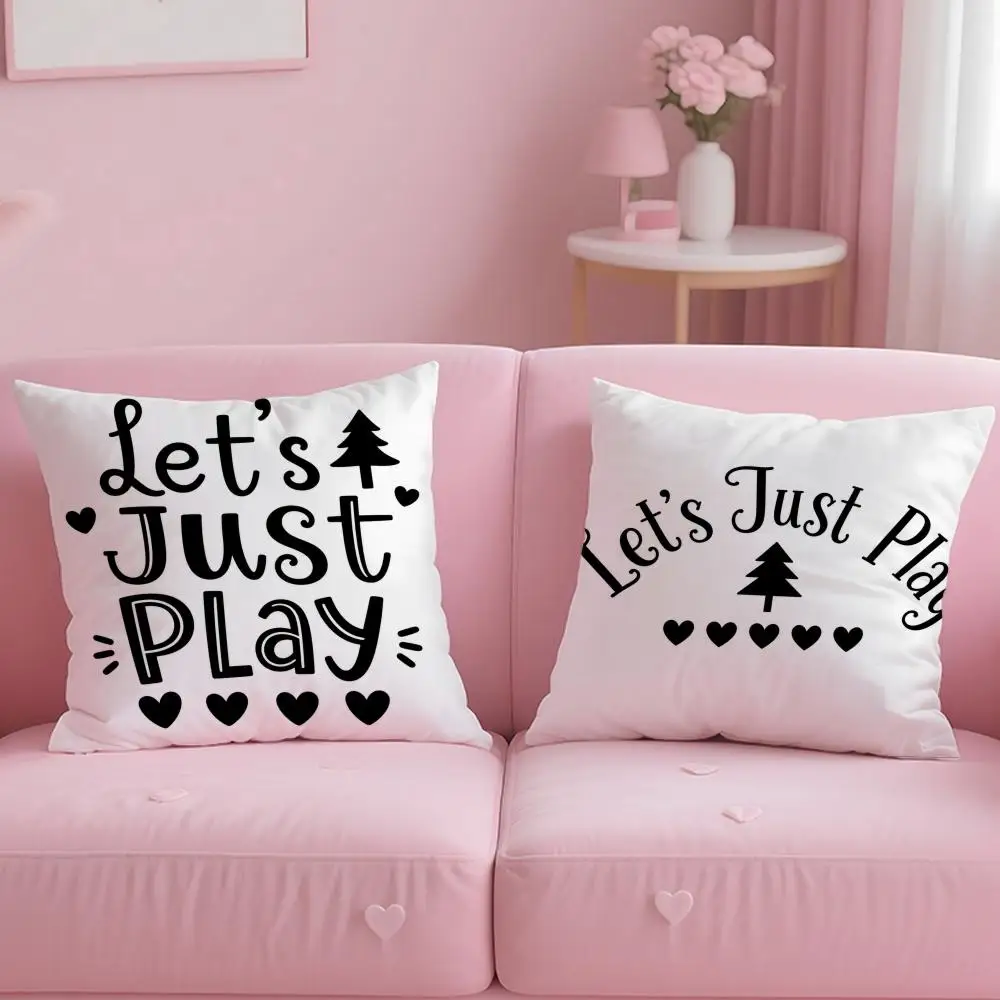 

Cushion Cover Let's Just Play Short Plush Soft Double-Sided Printing Pillow Case Cozy Sofa Bedroom Home Decor Gift