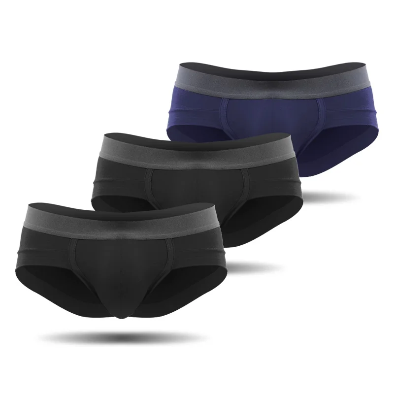 

3PCS Men's underwear, men's briefs, U convex bag, modal breathable, summer youth, white low-waisted underpants
