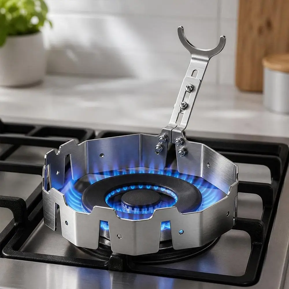 Stainless Steel Gas Stove Wind Guard Universal Heat Insulating Flame Concentrator Ring Raised Vented Base