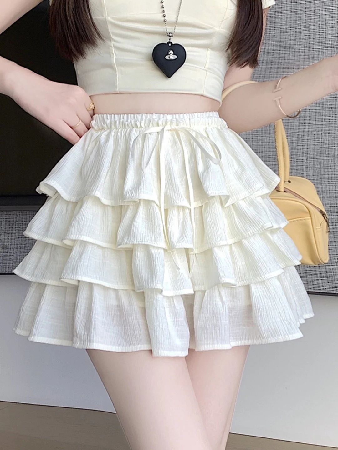 

Женская короткая юбка-полусолнце Sweet Apricot Cake Puffy с высокой талией, приталенная, А-силуэт, для весны и лета, в повседневном стиле