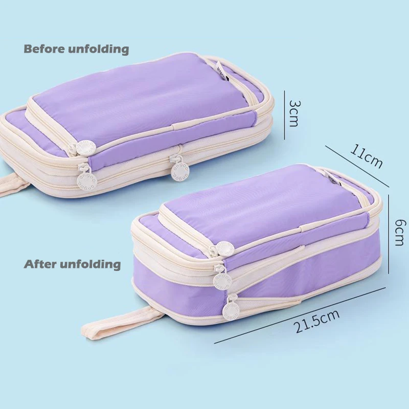 Trousse à Crayons Kawaii à 3 Compartiments pour Fille, Boîte à Stylos, Poudres, Fournitures de Rentrée Sв, Mignon, Coréen