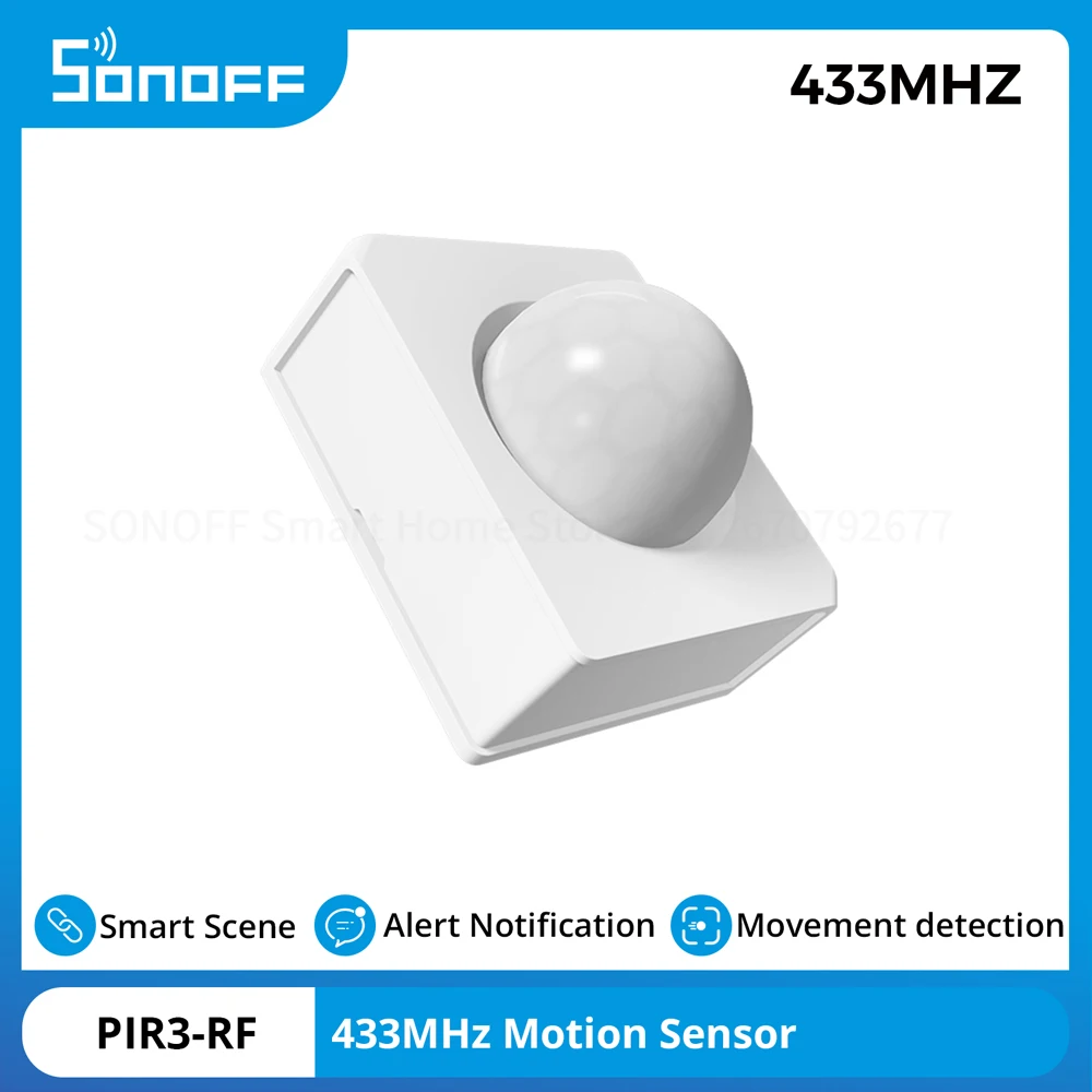 SONOFF PIR3-RF 433MHZ Smart Motion Sensor Work with RF BridgeR2 Alarm Notification Movement detection Smart Scene via eWeLink