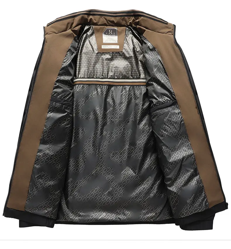 سترة شتوية جديدة رائجة البيع لعام 2026 سترة رجالية مقاومة للرياح مبطنة بالقطن سترة سميكة بلون سادة معطف بياقة واقفة #5