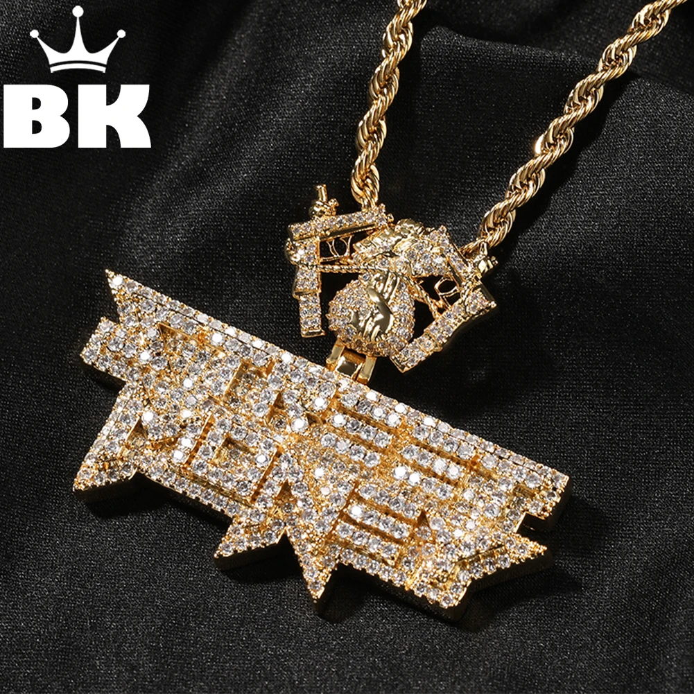 

Мужское ожерелье с крючком THE BLING KING Icy Street денежный кулон с сумкой в виде доллара, мужское ожерелье с покрытием из 18-каратного золота, украшение в стиле хип-хоп с фианитами 5A