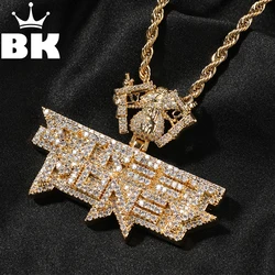 THE BLING KING Icy Street Money Pendant With Dollar Bag Guns Hook Mens Necklace 18K Gold Plated Iced Out 5A CZ Hip Hop Jewelry
