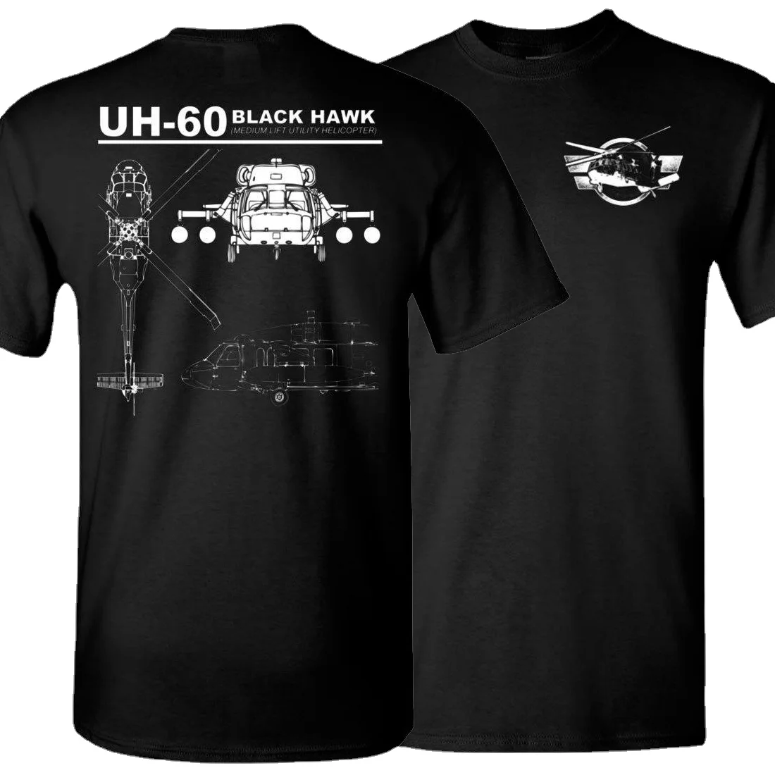 Creative Design UH-60 Black Hawk Medium Lift Utility Helicopter T-Shirt. Summer Cotton Short Sleeve O-Neck Mens Tshirt New S-3XL