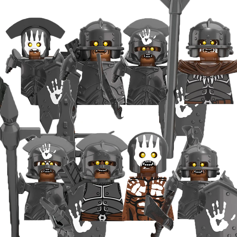 شخصيات جندي MOC من القرون الوسطى لبنات البناء قزم Orc المحارب فارس الحرس الأسلحة العسكرية درع الخنزير البري الغزلان لعبة الذئب هدية