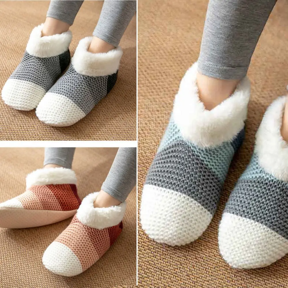 Handige winterwarme grip Fuzzy vloersokken Verdikte pluche zachte thermische sokken Antislip pantoffelsokken