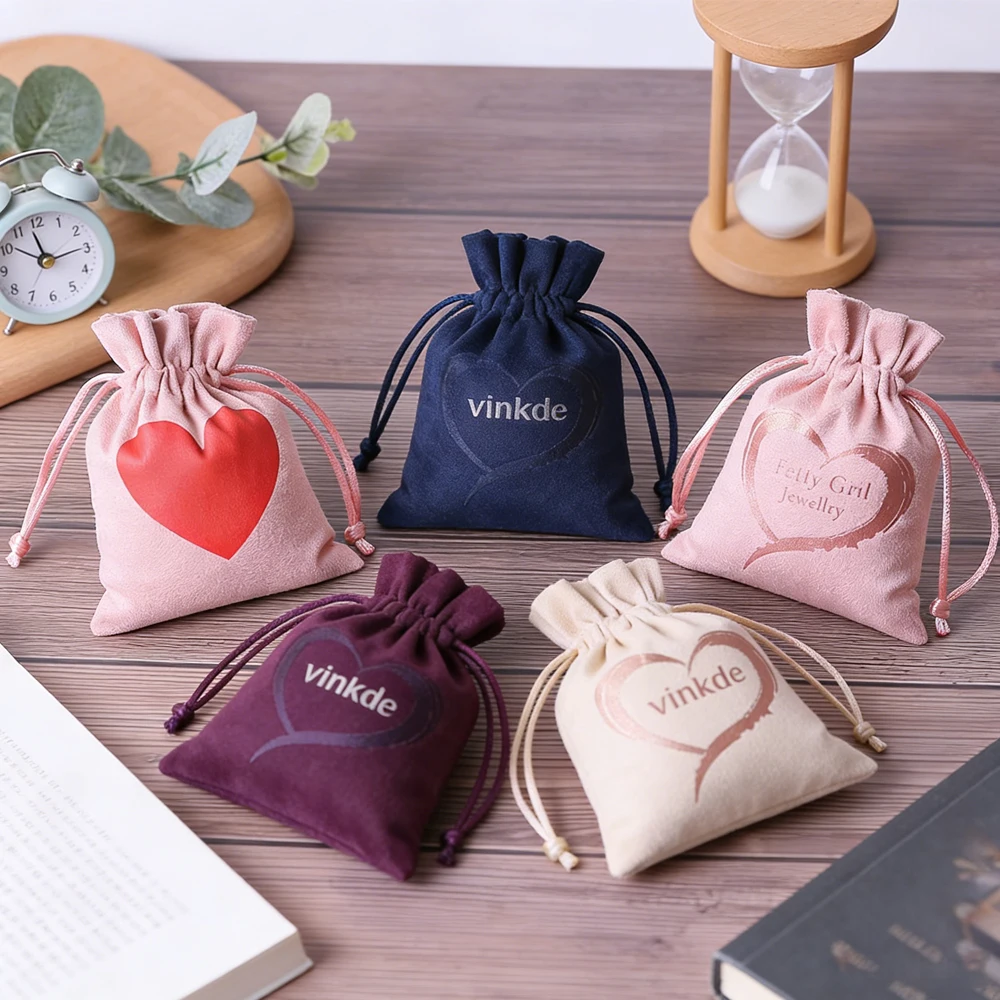 

100Pack Navy Pink Flannel Jewelry Pouches Custom Logo Wedding Favors For Guests Candy Bags Earrings Rings Organizer Velvet Bag