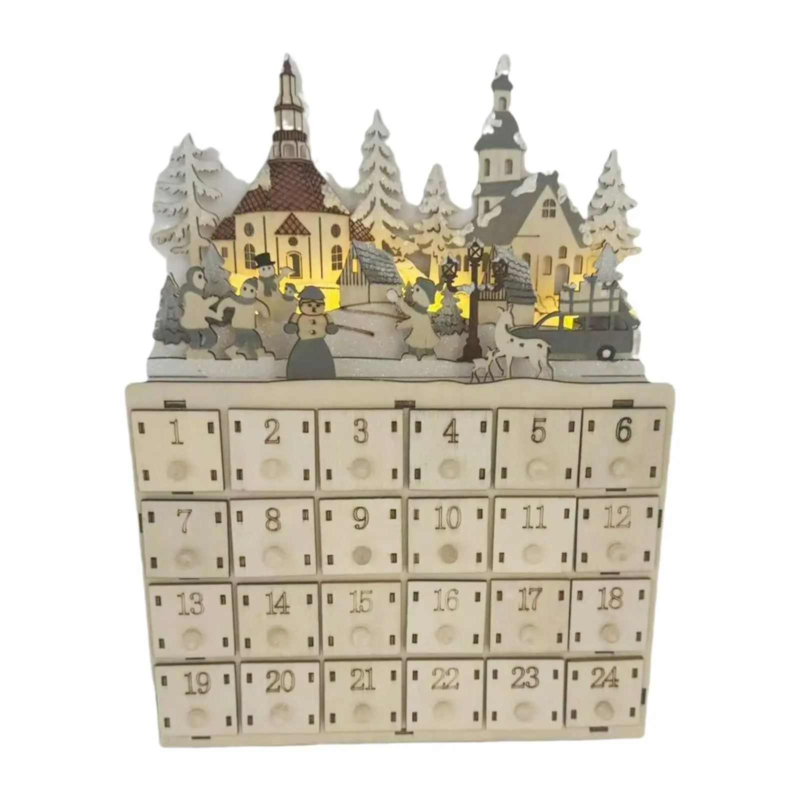 

Рождественский деревянный адвент-календарь, детские подарки, 24 дня на праздник, Рождественский адвент-календарь, 24 ящика для хранения, рождественское украшение