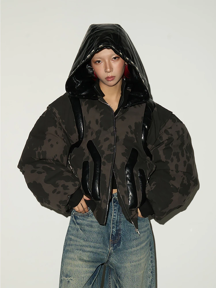 

MICHINNYON или Thiened Splicing Knife, камуфляжная кожаная кепка, джет, хлопковое пальто, верхняя одежда, женское модное зимнее пальто