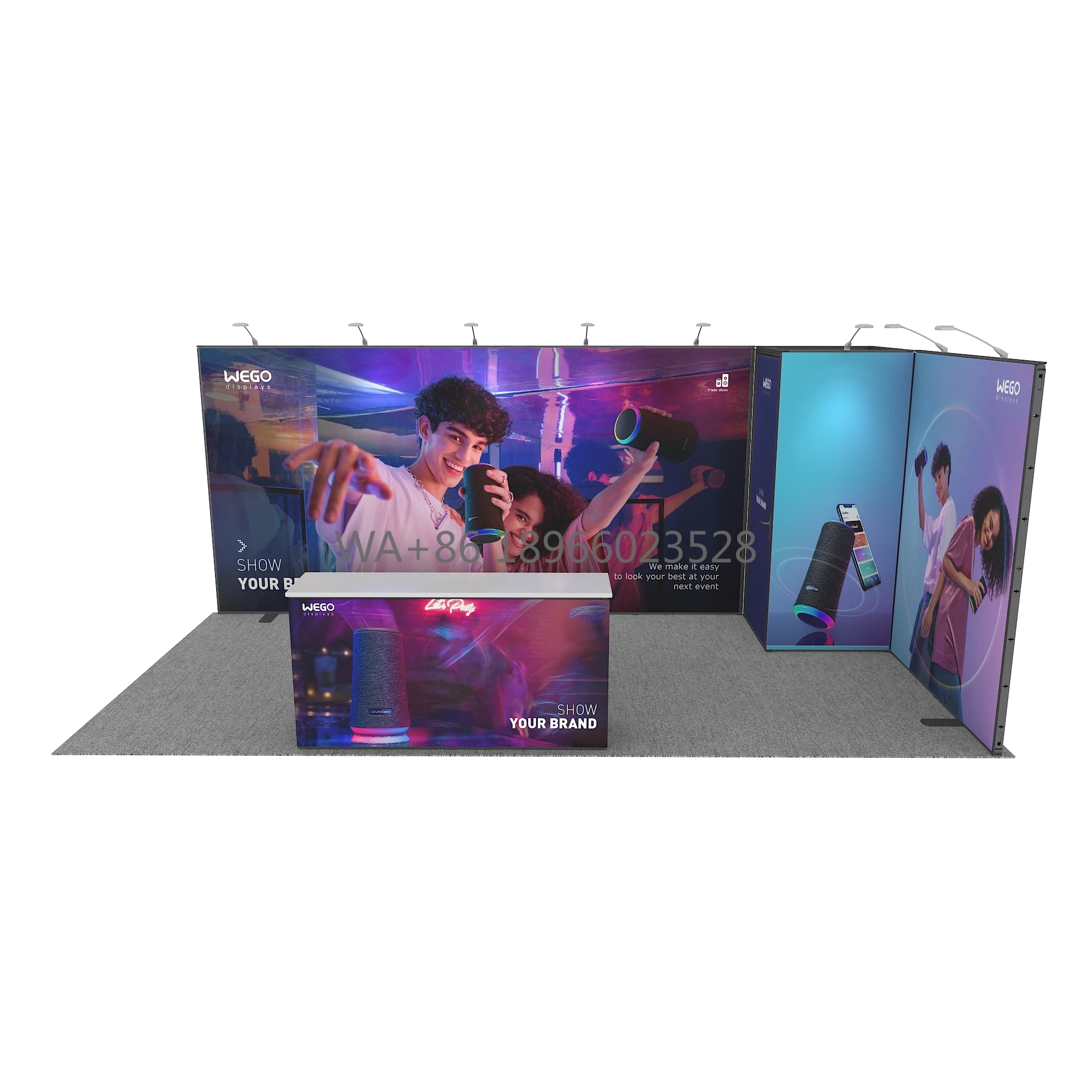 Display per stand espositivo per esposizioni grafiche personalizzate fai-da-te modulari 10x20 3x6 con spazio di archiviazione